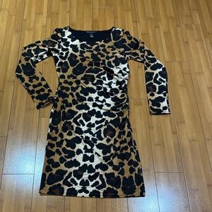 INC International Concepts Leopard Print Long Sleeve Dress